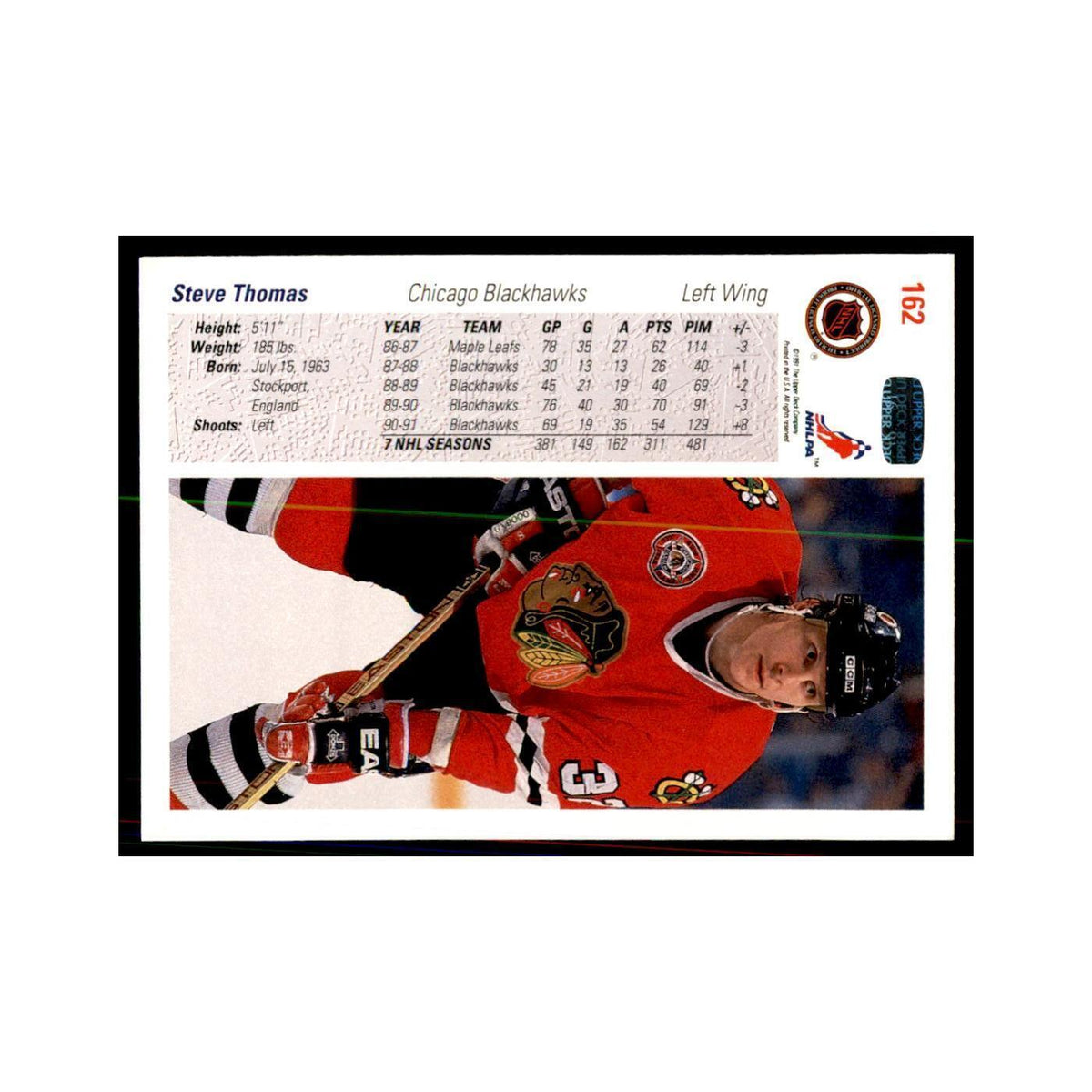 1991 Upper Deck Steve Thomas Hockey Cards #162