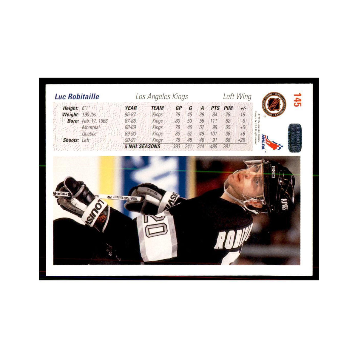 1991 Upper Deck Luc Robitaille Hockey Cards #145