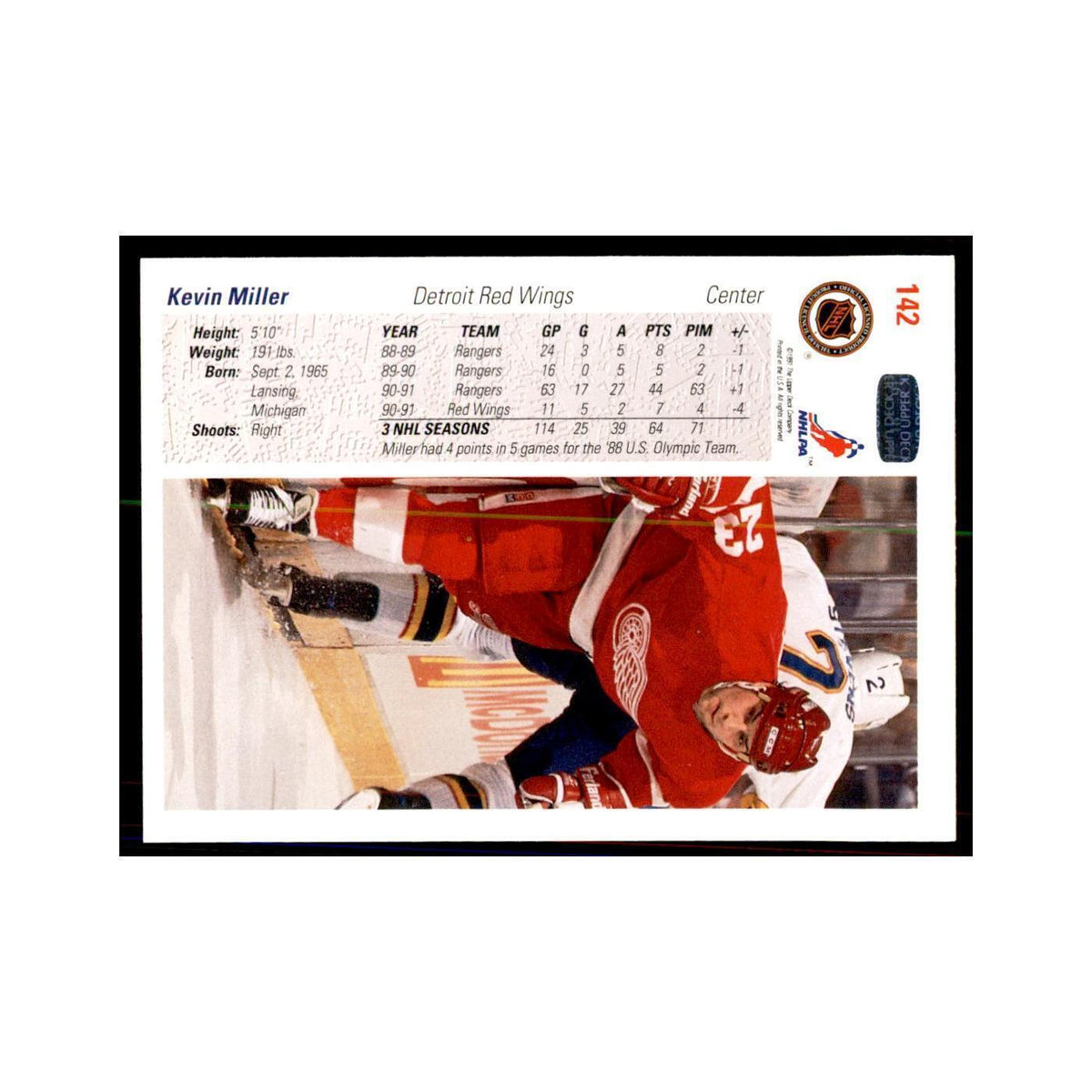 1991 Upper Deck Kevin Miller Hockey Cards #142