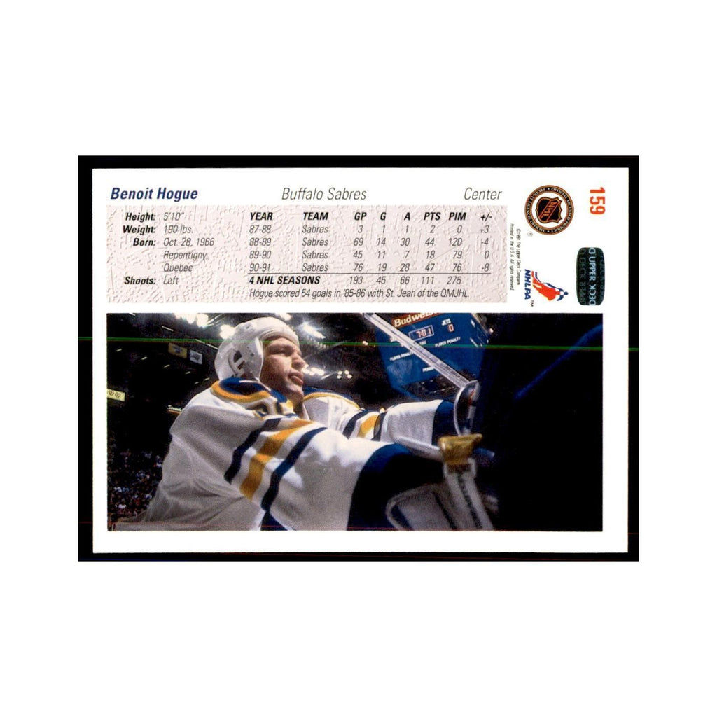 1991 Upper Deck Benoit Hogue Hockey Cards #159