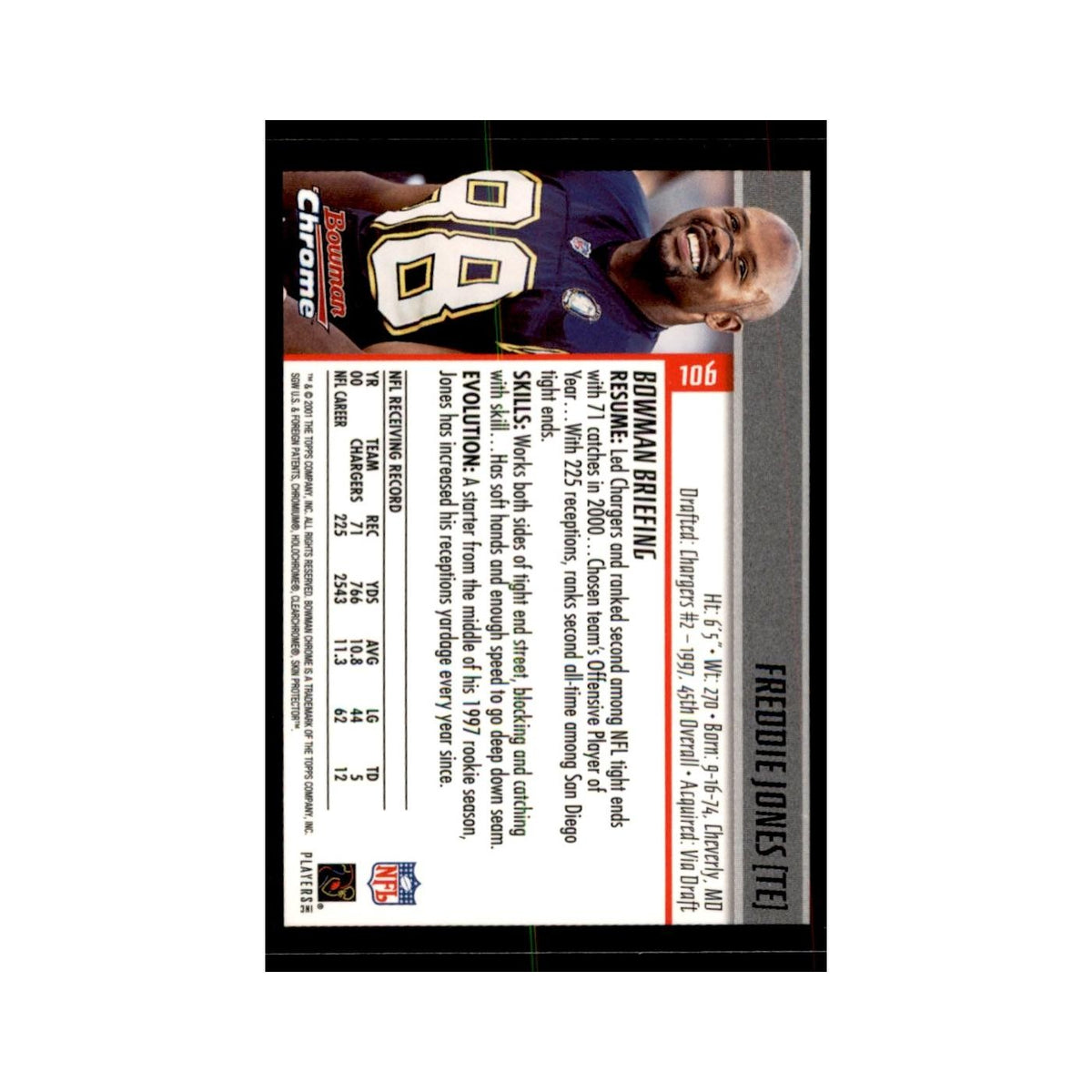 2001 Bowman Chrome Freddie Jones Football Cards #106