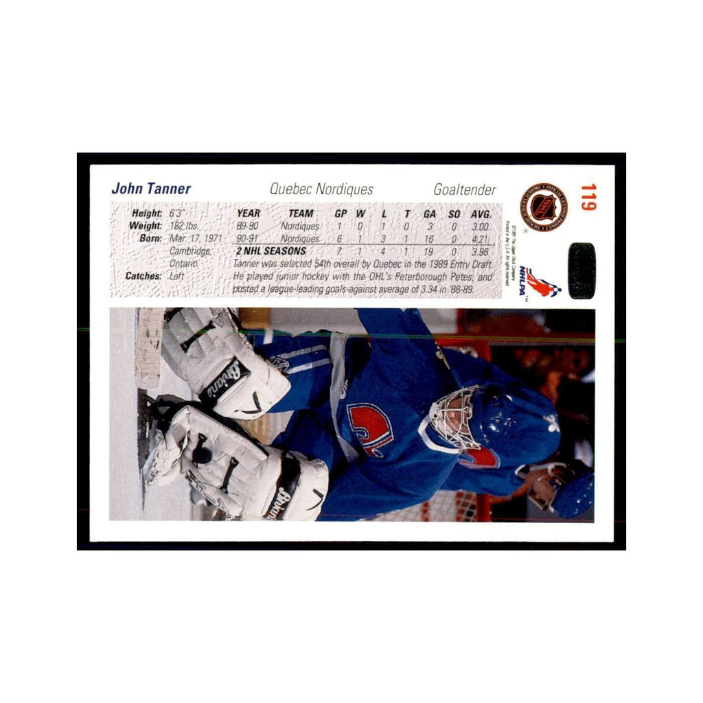 1991 Upper Deck John Tanner Hockey Cards #119