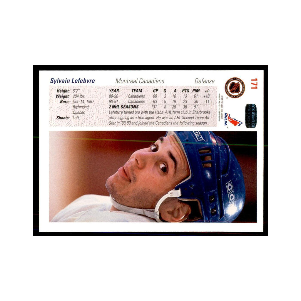 1991 Upper Deck Sylvain LeFebvre Hockey Cards #171