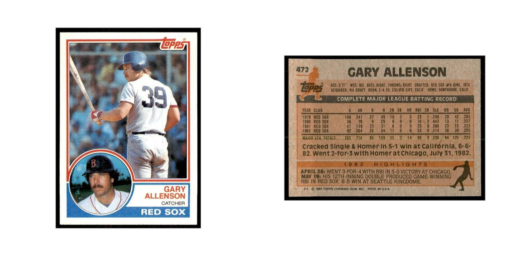1983 Topps Gary Allenson Baseball Cards #472