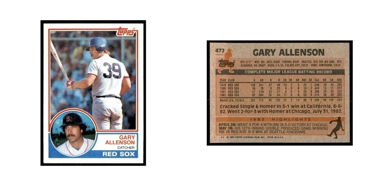 1983 Topps Gary Allenson Baseball Cards #472