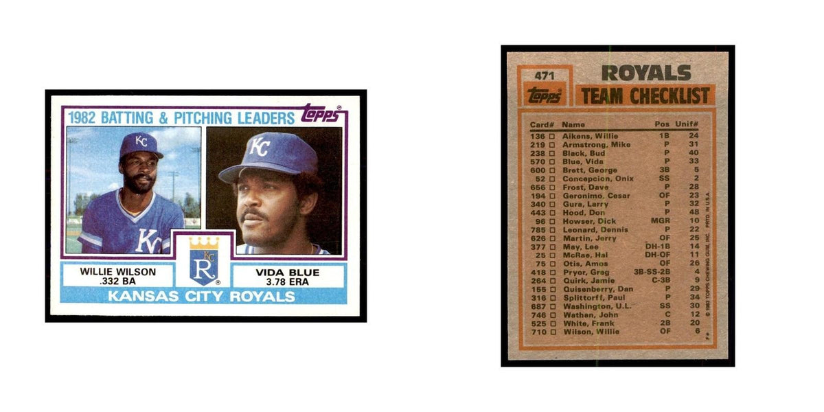 1983 Topps Royals Team Leaders - Willie Wilson/Vida Blue Baseball Cards #471