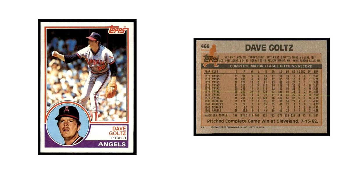 1983 Topps Dave Goltz Baseball Cards #468