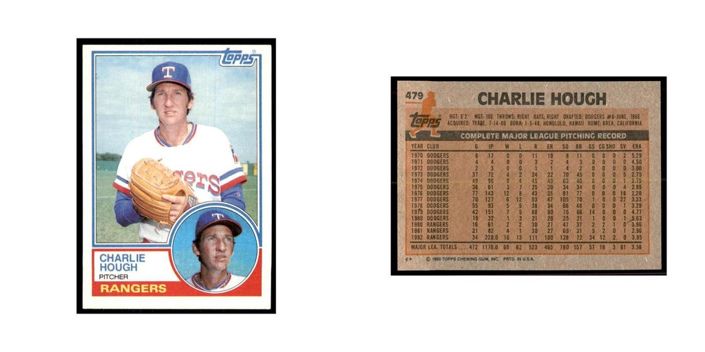 1983 Topps Charlie Hough Baseball Cards #479