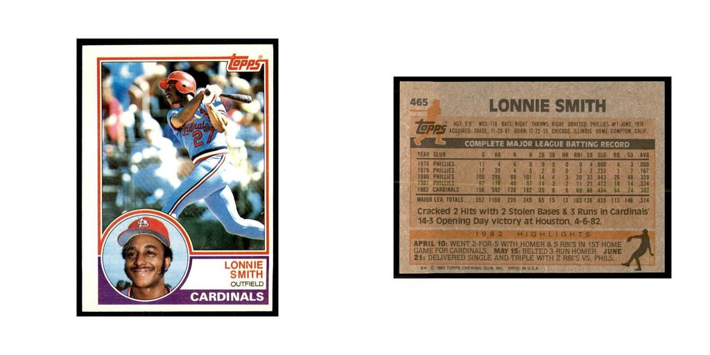 1983 Topps Lonnie Smith Baseball Cards #465