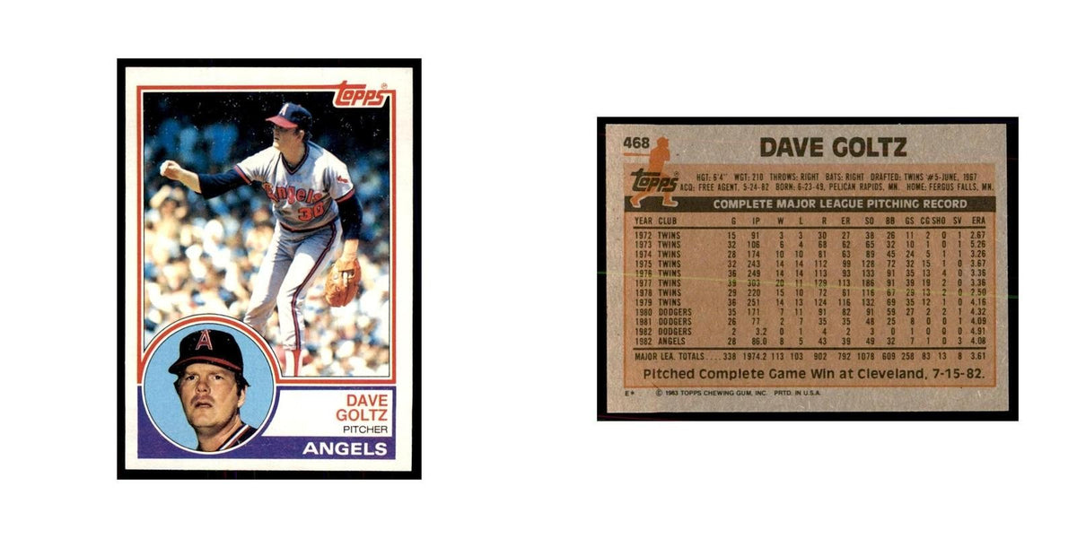 1983 Topps Dave Goltz Baseball Cards #468