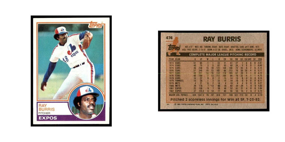 1983 Topps Ray Burris Baseball Cards #474