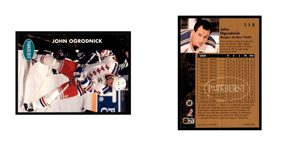 1991 Parkhurst French John Ogrodnick Hockey Cards #115