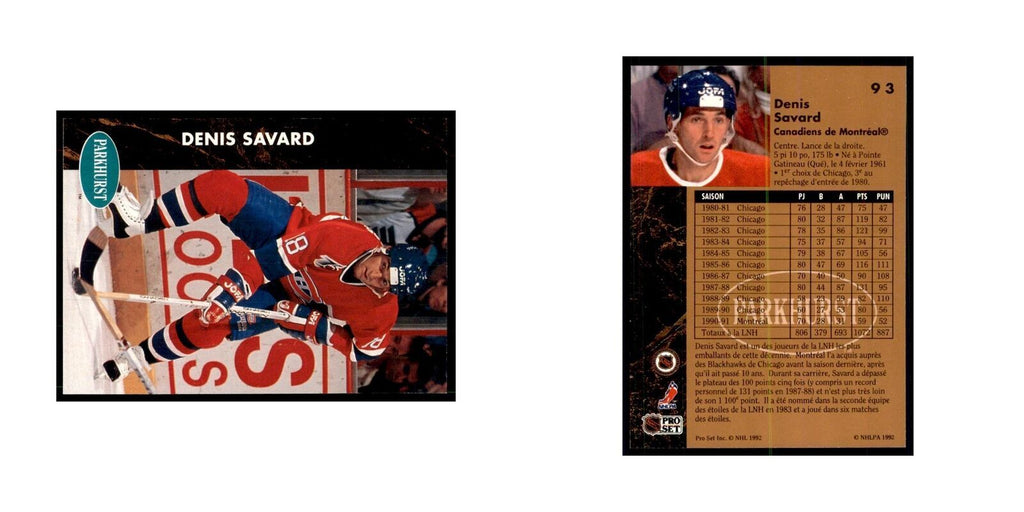 1991 Parkhurst French Denis Savard Hockey Cards #93