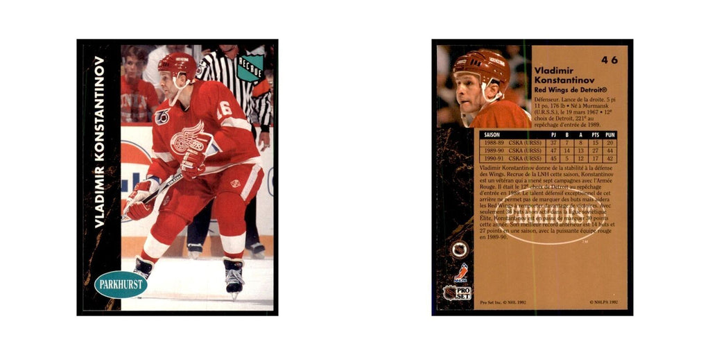 1991 Parkhurst French Vladimir Konstantinov Hockey Cards #46