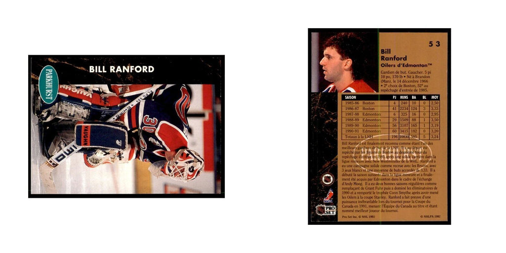 1991 Parkhurst French Bill Ranford Hockey Cards #53