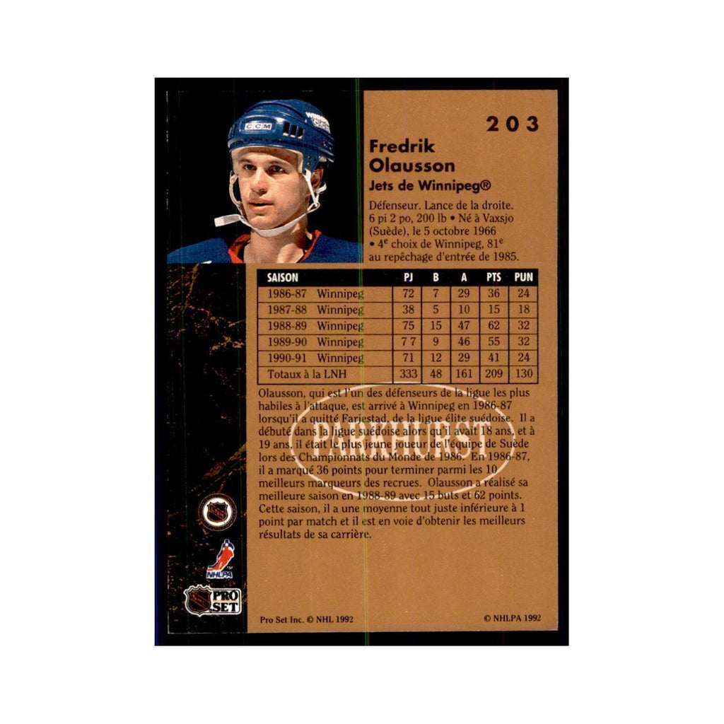 1991 Parkhurst French Fredrik Olausson Hockey Cards #203