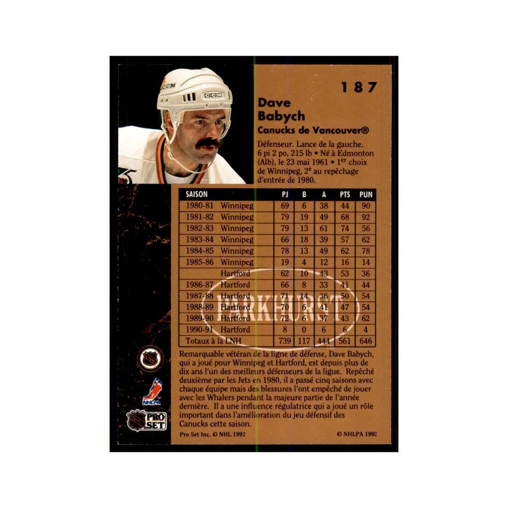 1991 Parkhurst French Dave Babych Hockey Cards #187