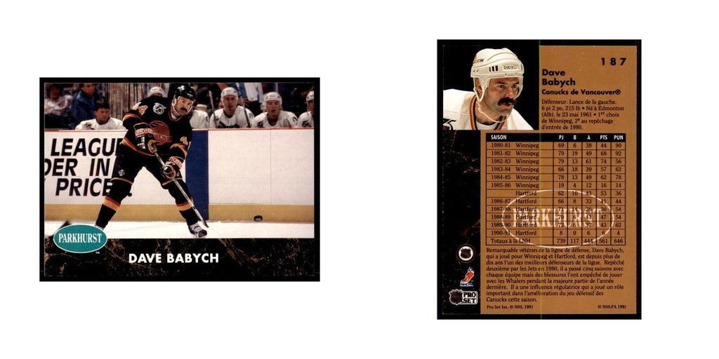 1991 Parkhurst French Dave Babych Hockey Cards #187