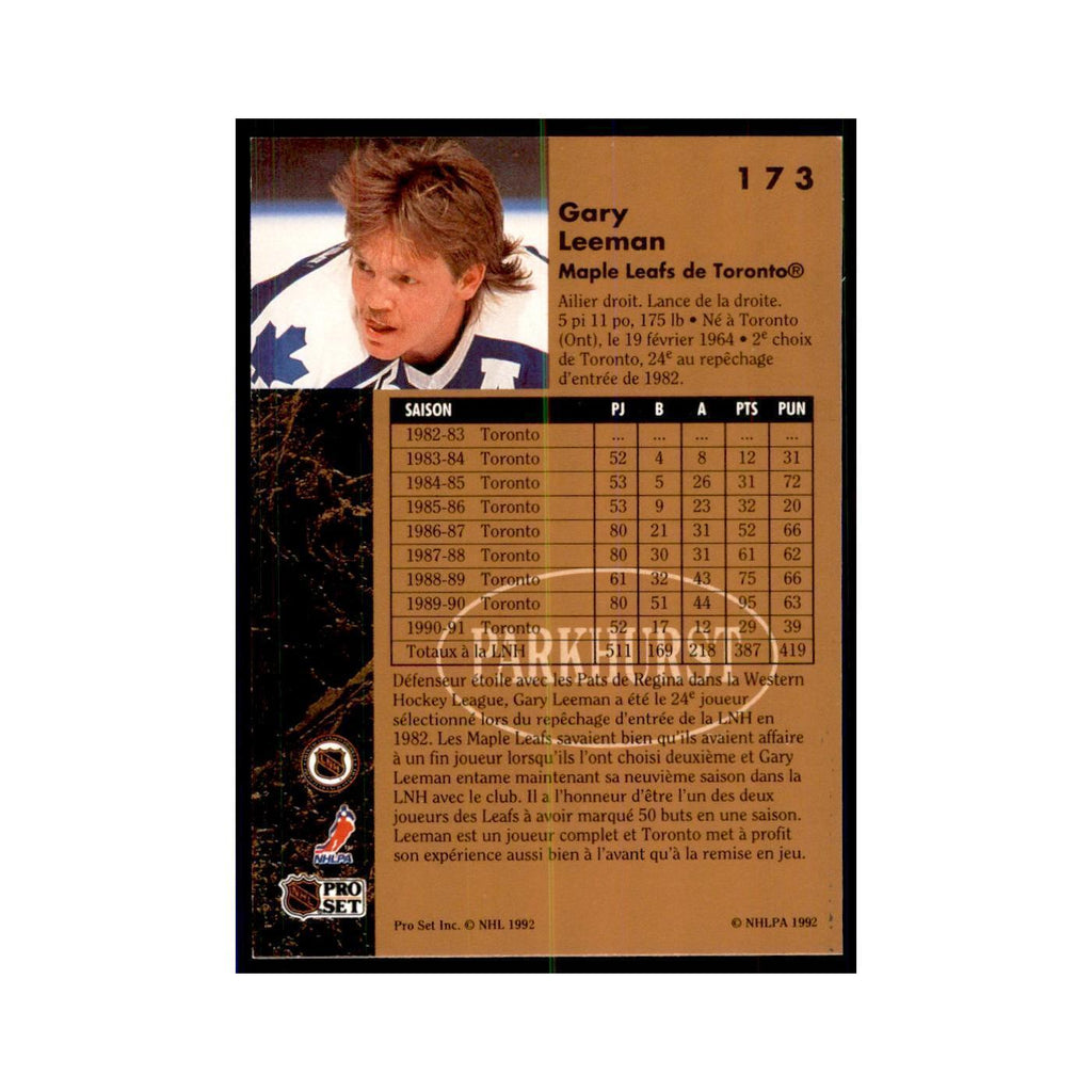 1991 Parkhurst French Gary Leeman Hockey Cards #173
