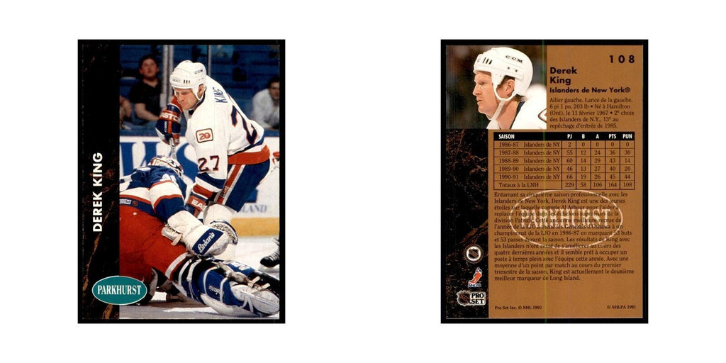 1991 Parkhurst French Derek King Hockey Cards #108