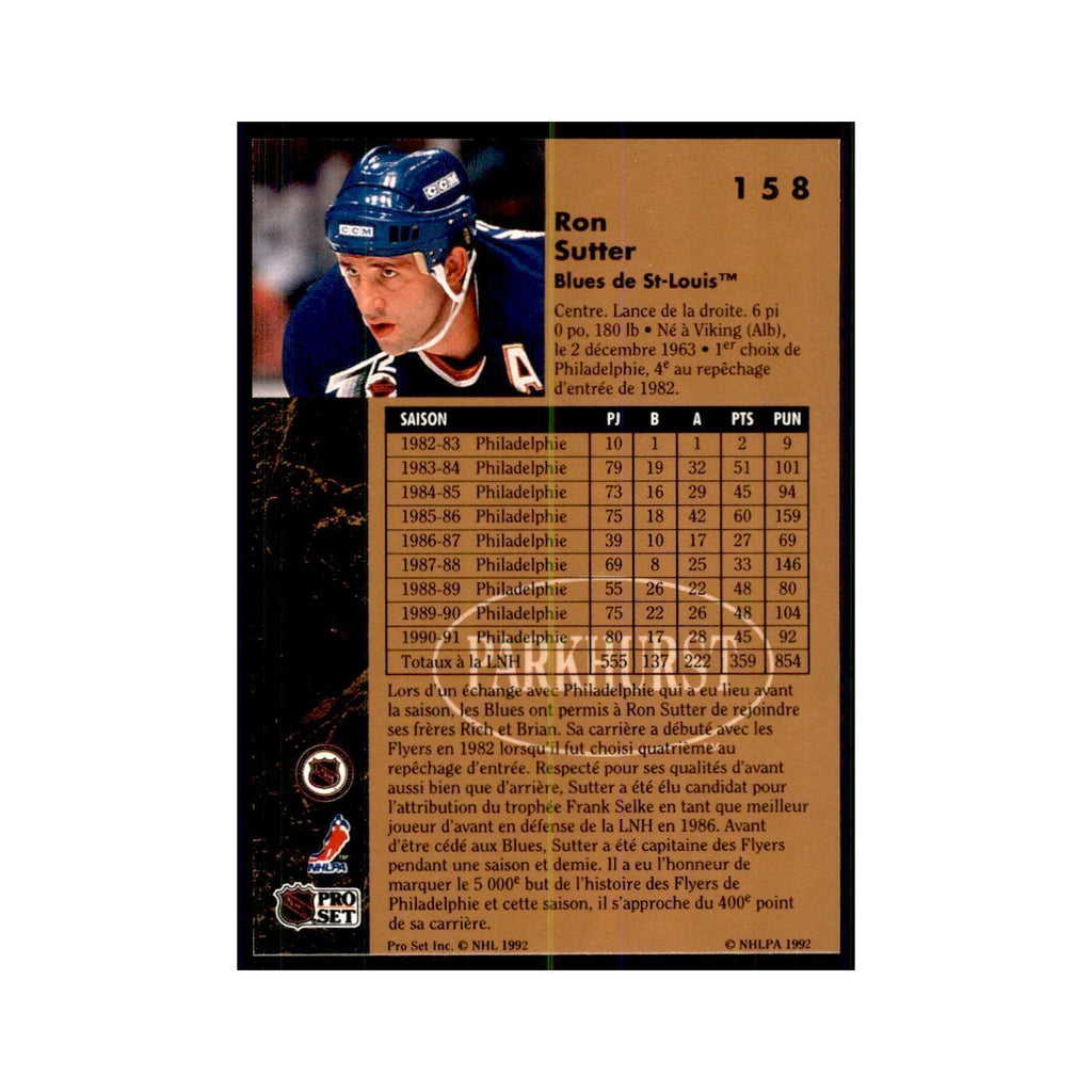 1991 Parkhurst French Ron Sutter Hockey Cards #158