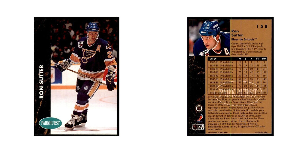 1991 Parkhurst French Ron Sutter Hockey Cards #158