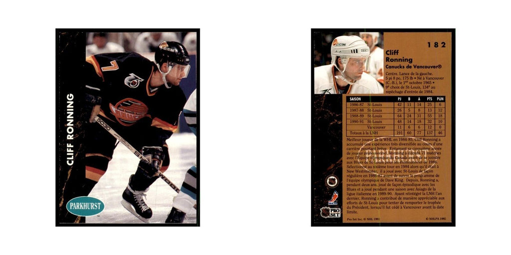 1991 Parkhurst French Cliff Ronning Hockey Cards #182