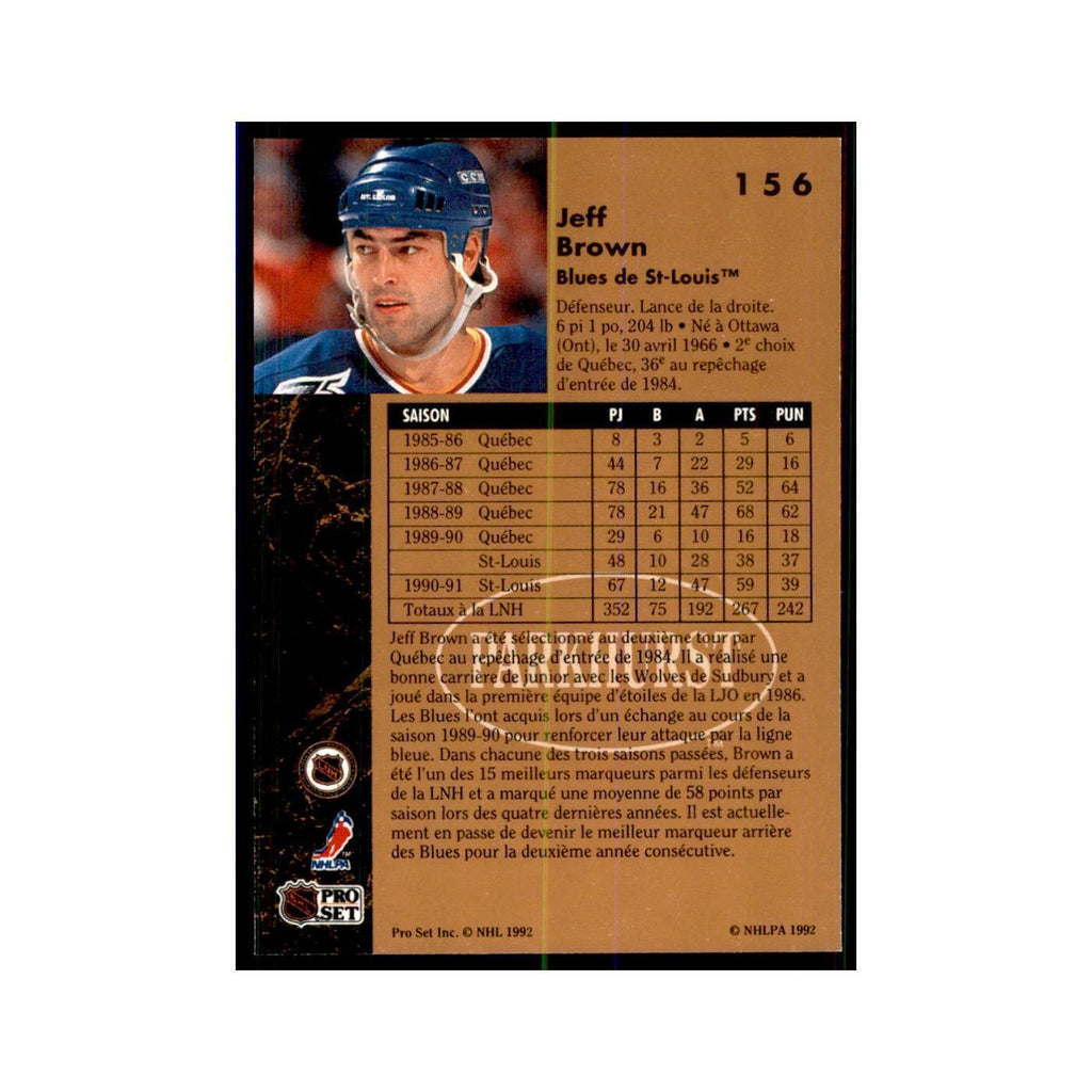 1991 Parkhurst French Jeff Brown Hockey Cards #156