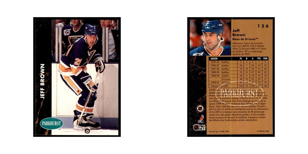 1991 Parkhurst French Jeff Brown Hockey Cards #156