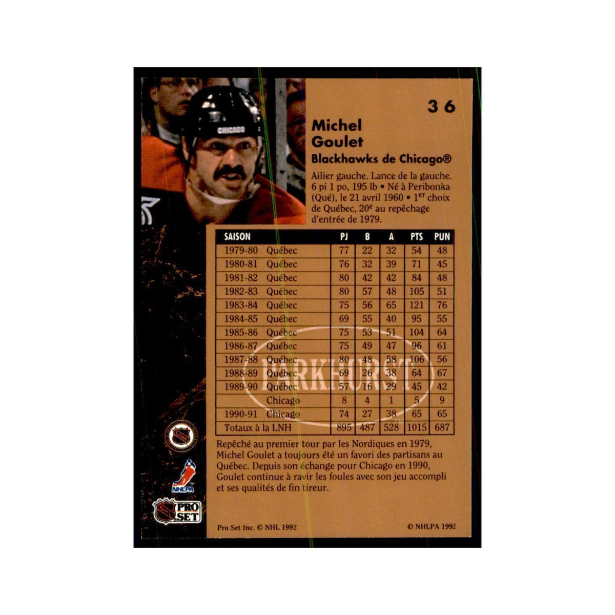 1991 Parkhurst French Michel Goulet Hockey Cards #36