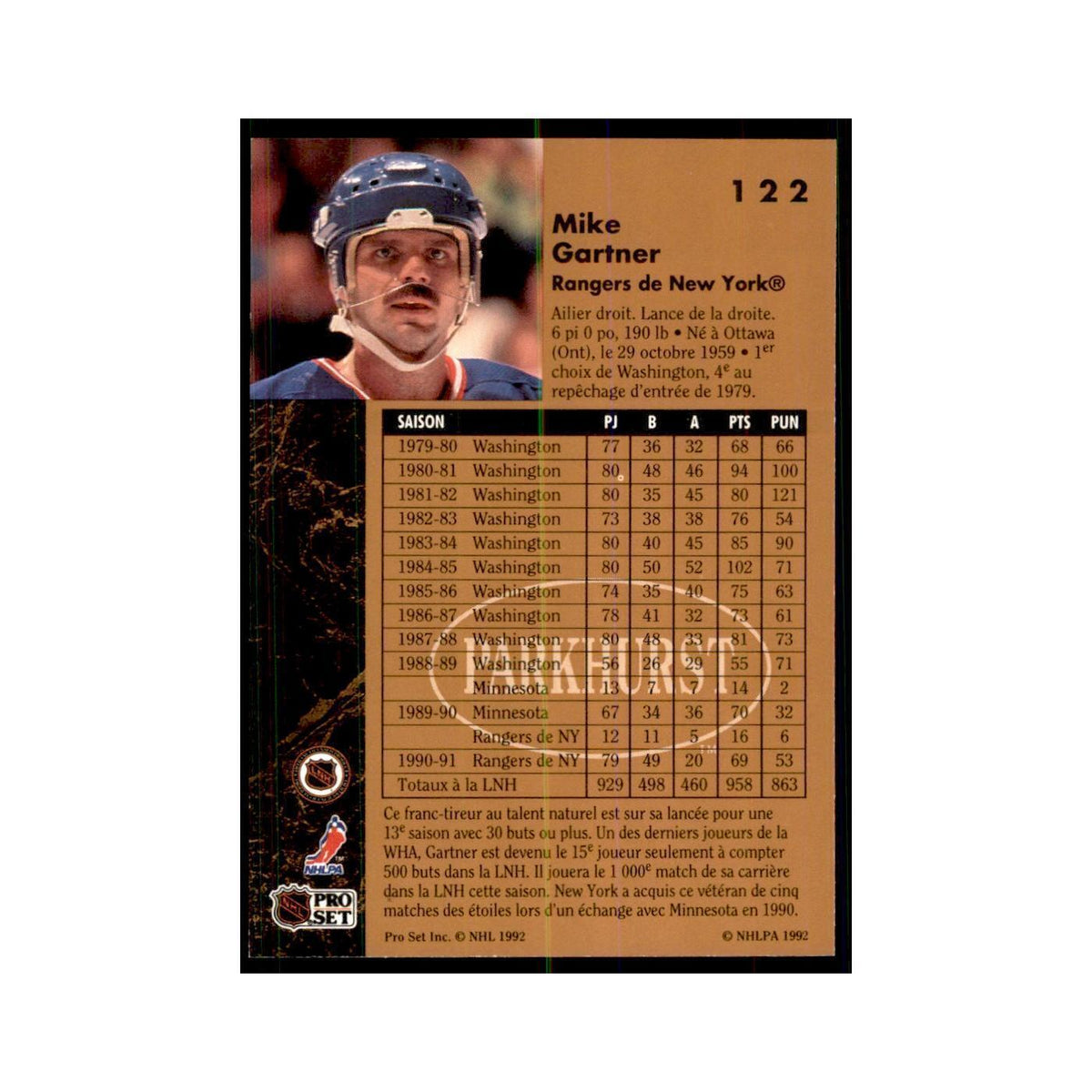 1991 Parkhurst French Mike Gartner Hockey Cards #122