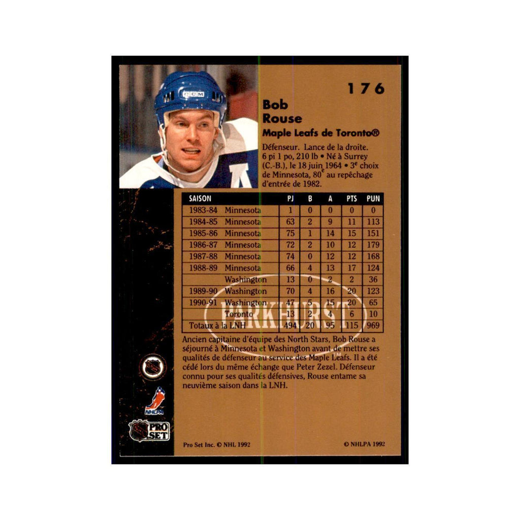 1991 Parkhurst French Bob Rouse Hockey Cards #176