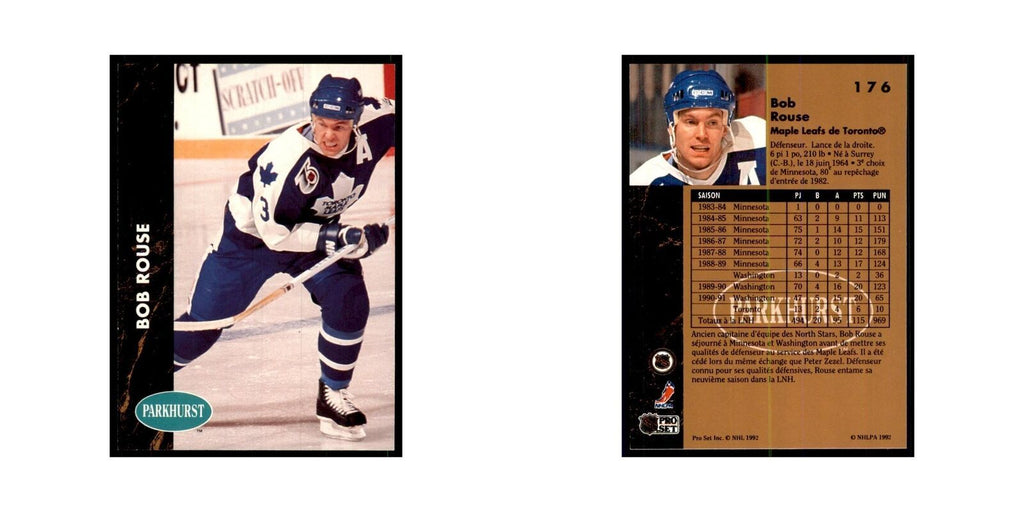 1991 Parkhurst French Bob Rouse Hockey Cards #176