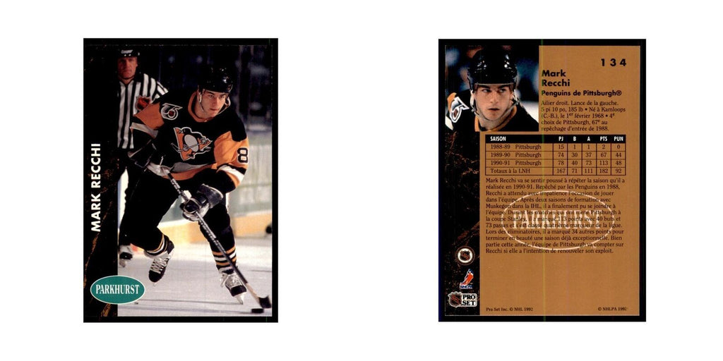 1991 Parkhurst French Mark Recchi Hockey Cards #134