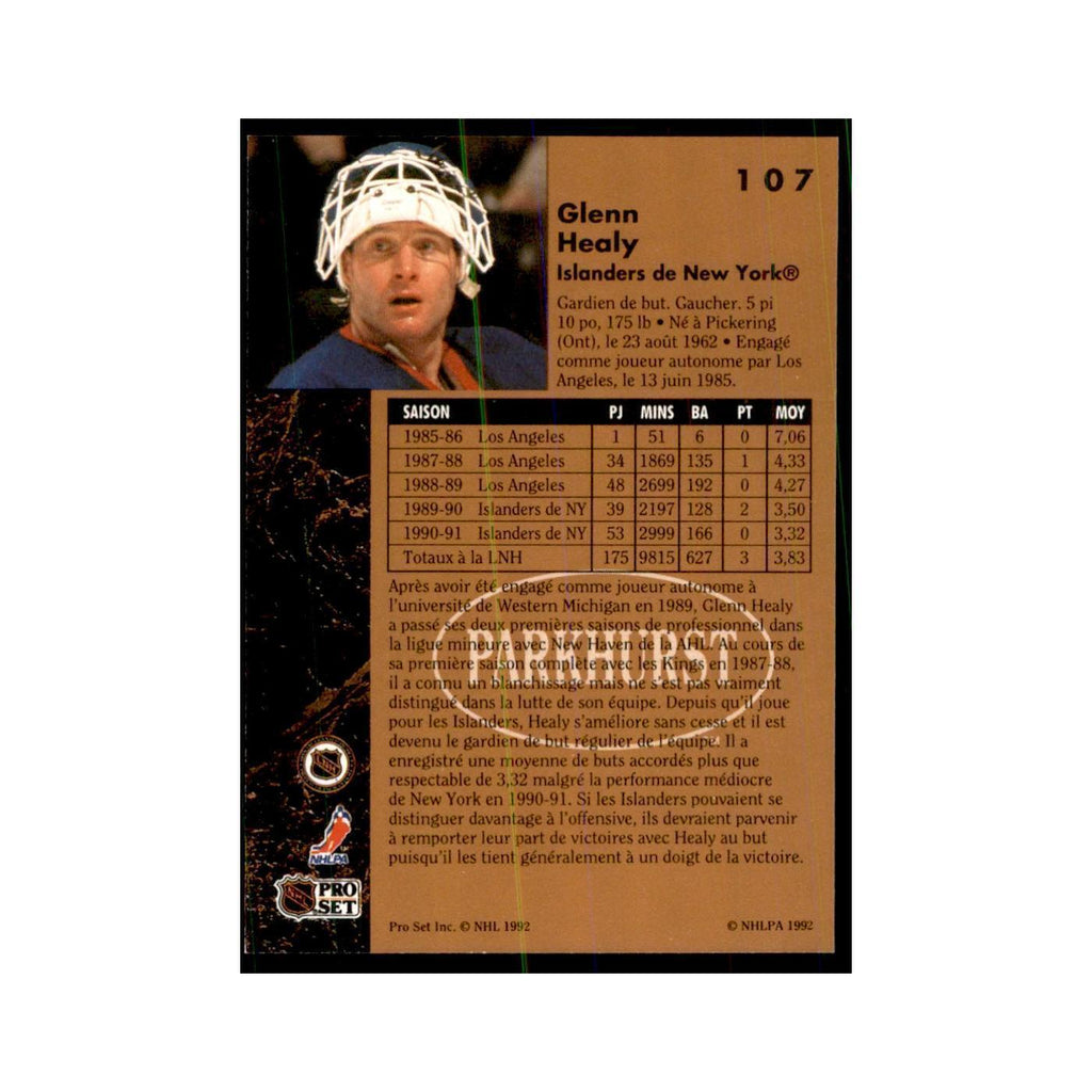 1991 Parkhurst French Glenn Healy Hockey Cards #107