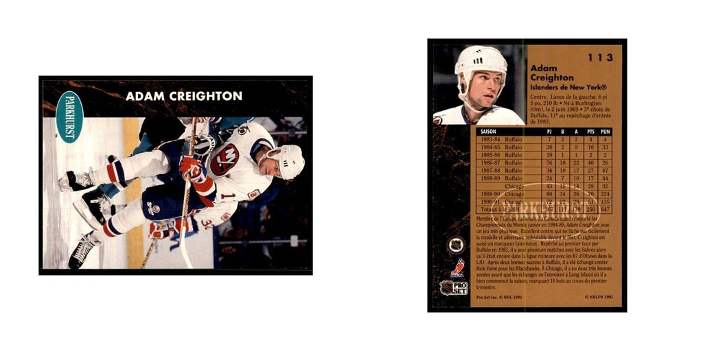 1991 Parkhurst French Adam Creighton Hockey Cards #113