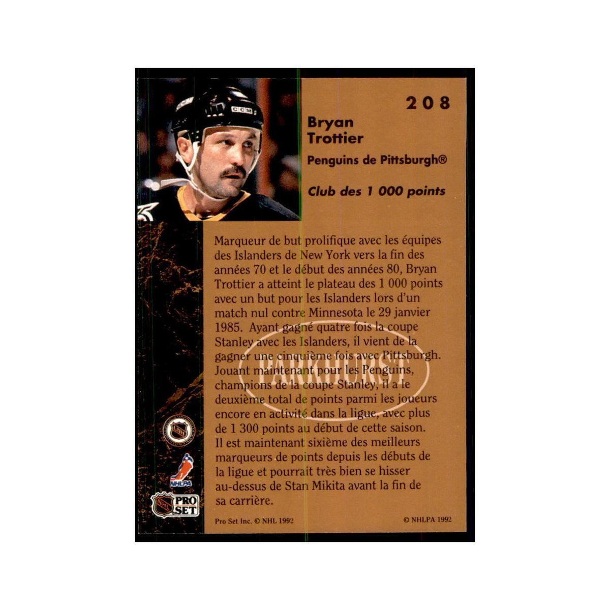 1991 Parkhurst French Bryan Trottier Hockey Cards #208