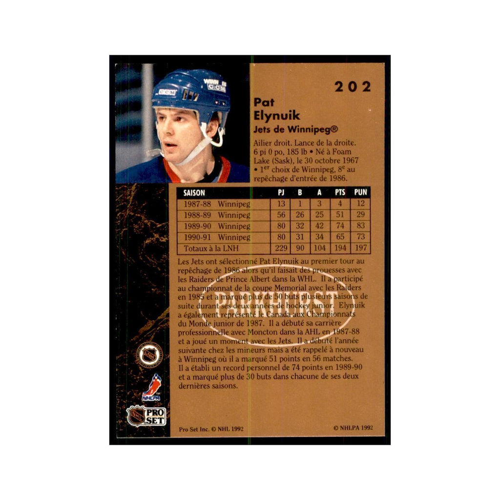1991 Parkhurst French Pat Elynuik Hockey Cards #202