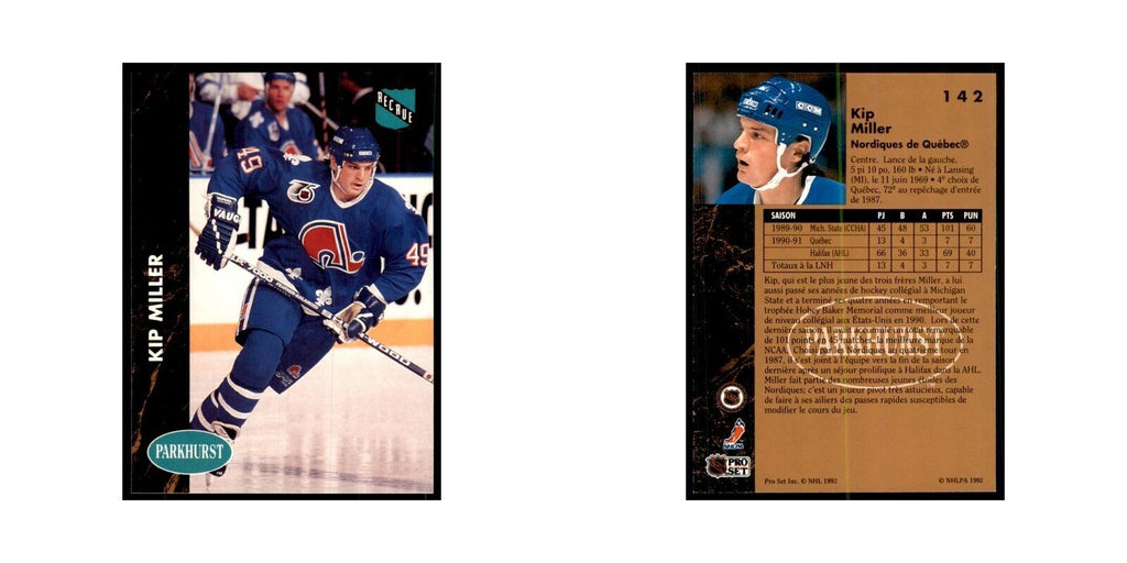 1991 Parkhurst French Kip Miller Hockey Cards #142