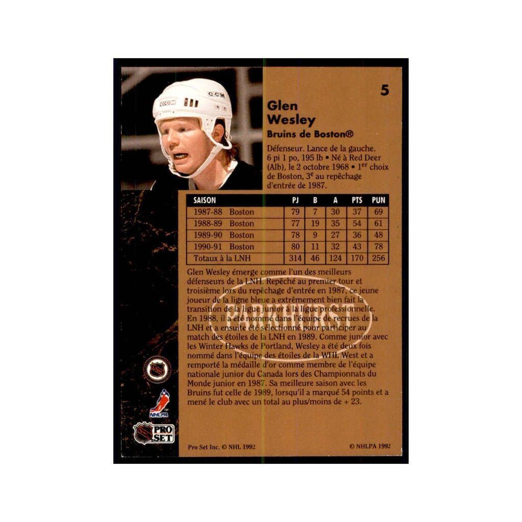 1991 Parkhurst French Glen Wesley Hockey Cards #5