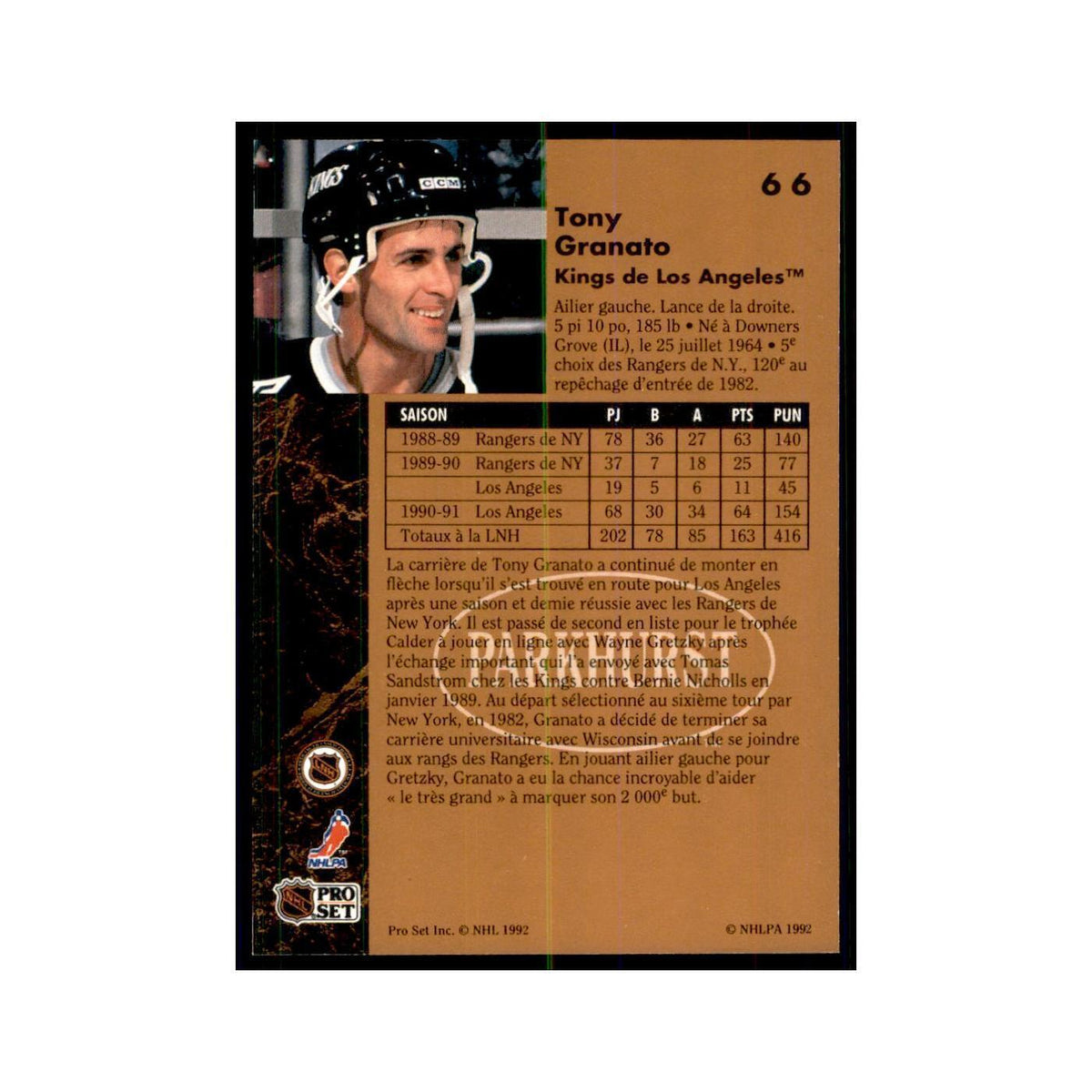 1991 Parkhurst French Tony Granato Hockey Cards #66