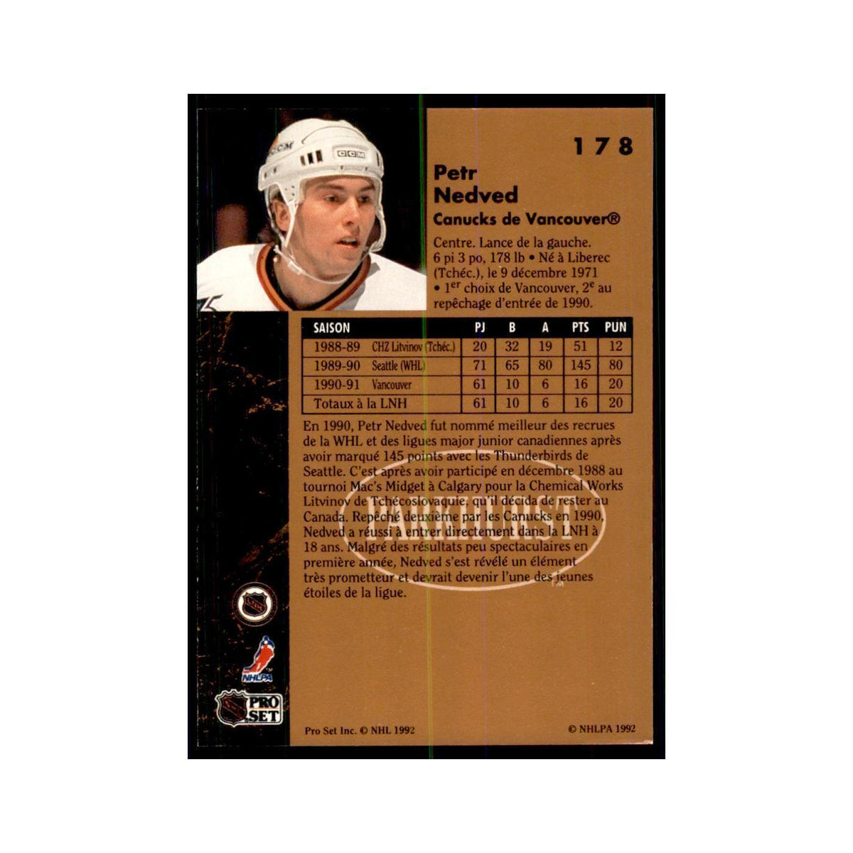 1991 Parkhurst French Petr Nedved Hockey Cards #178
