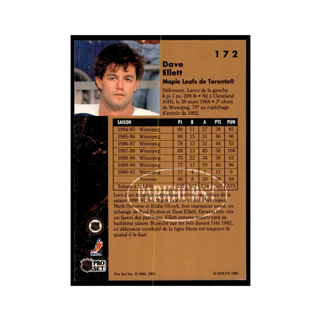 1991 Parkhurst French Dave Ellett Hockey Cards #172