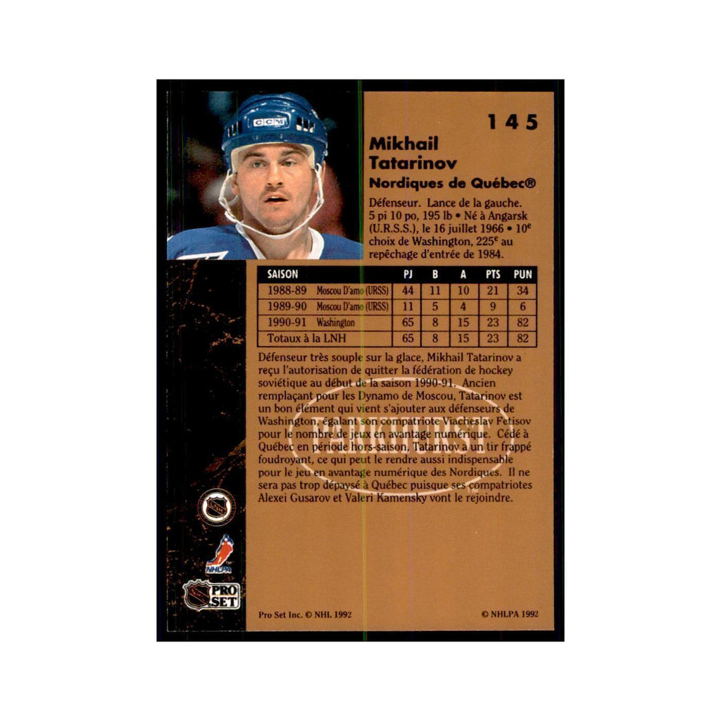1991 Parkhurst French Mikhail Tatarinov Hockey Cards #145