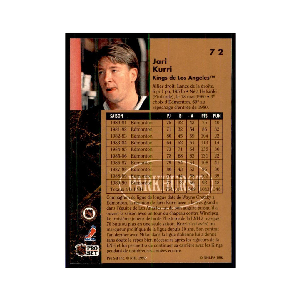 1991 Parkhurst French Jari Kurri Hockey Cards #72