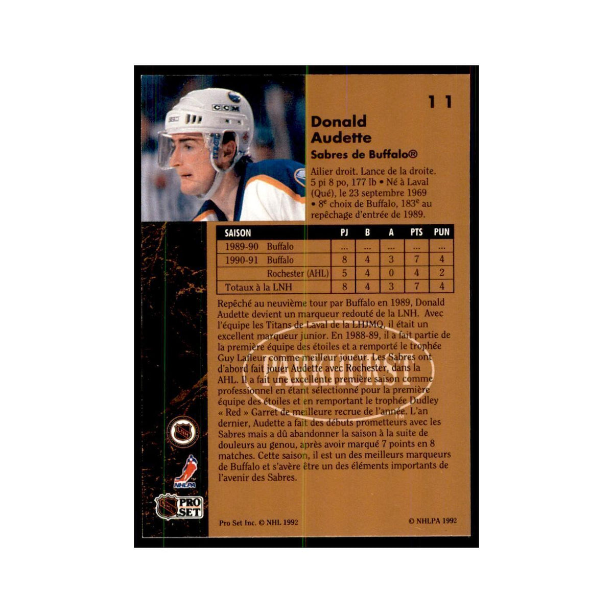 1991 Parkhurst French Donald Audette Hockey Cards #11