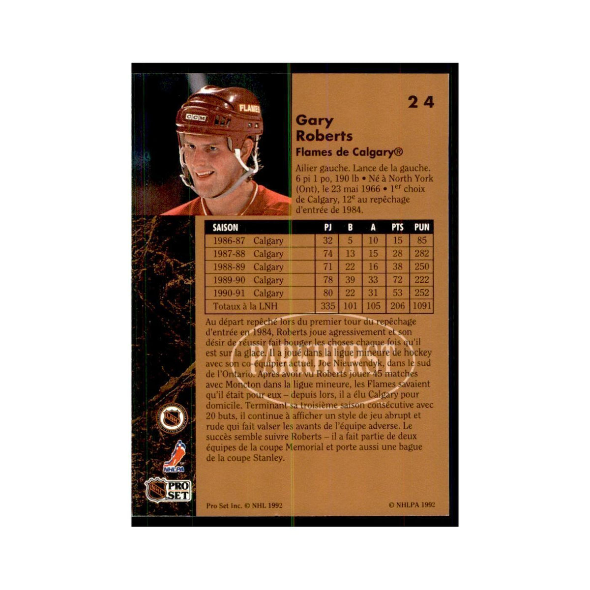 1991 Parkhurst French Gary Roberts Hockey Cards #24
