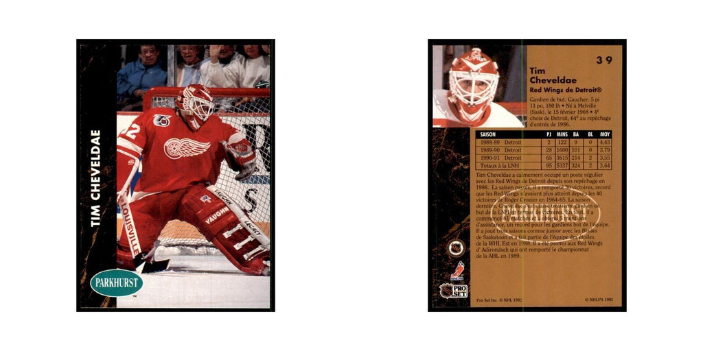1991 Parkhurst French Tim Cheveldae Hockey Cards #39