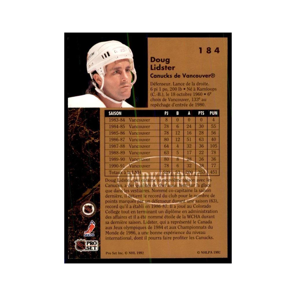 1991 Parkhurst French Doug Lidster Hockey Cards #184