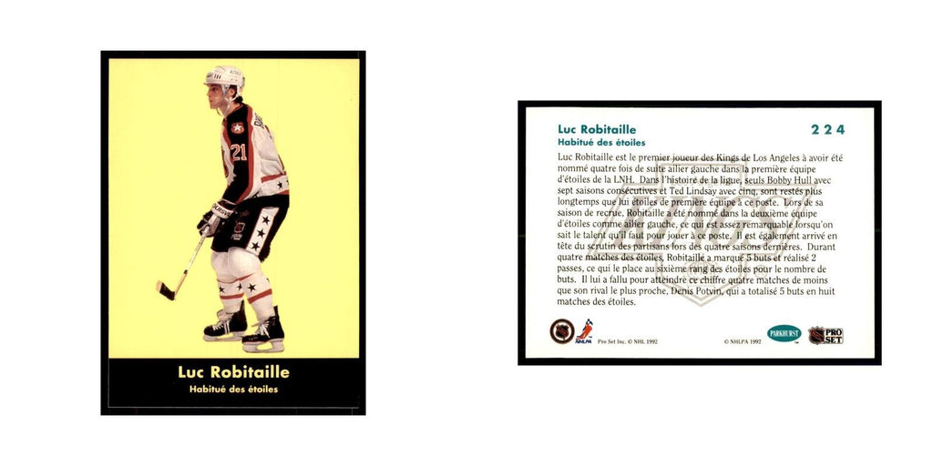 1991 Parkhurst French Luc Robitaille Hockey Cards #224